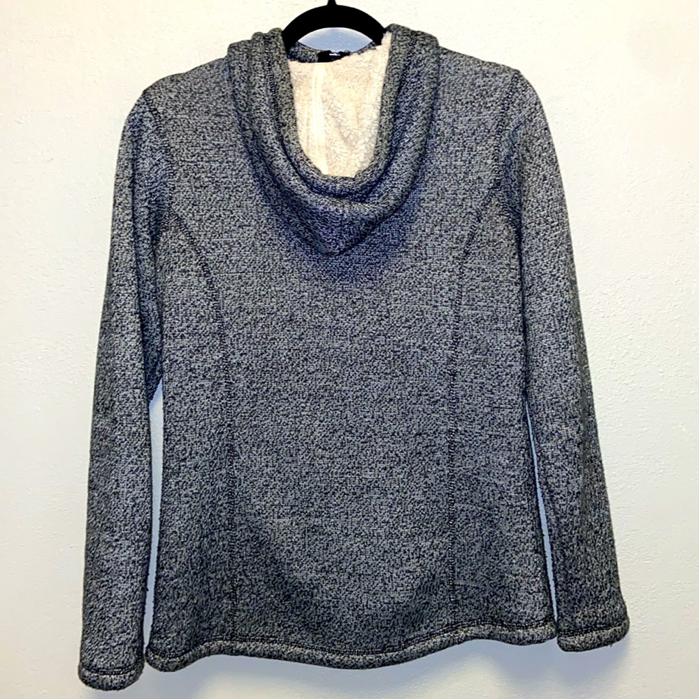 Bench Black White Heathered Sherpa Lined Mock Turtle Neck GorpCore Hoodie 3285 - Picture 6 of 15